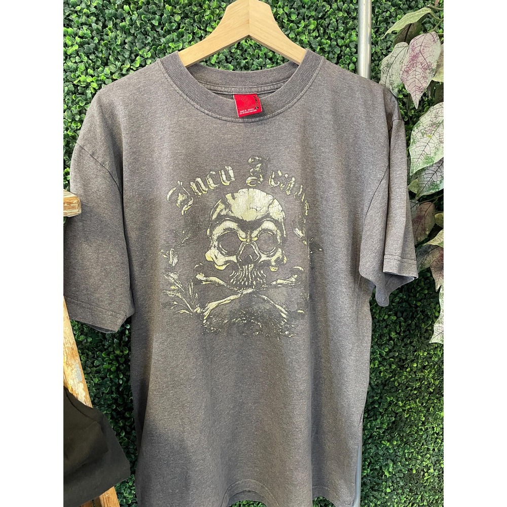 vtg y2k JNCO SKATER SKULL T-shirt // metal goth skater baggy flame grunge emo